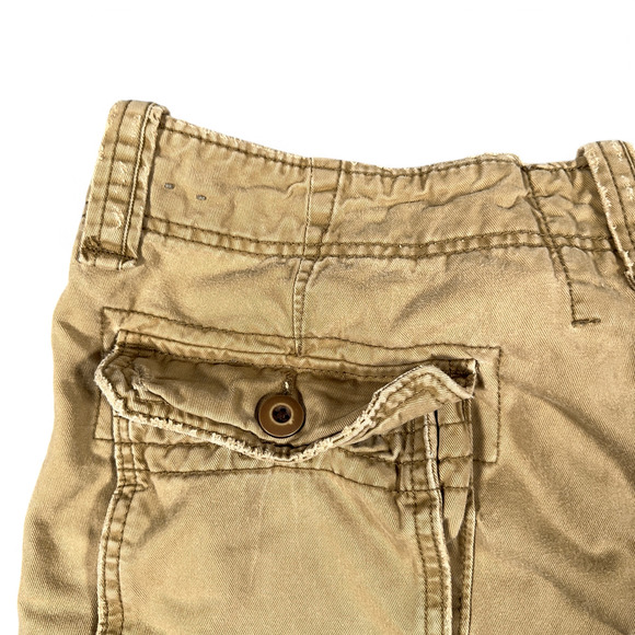 Hollister Cargo Shorts Mens 35 Brown Button Fly Utility Pockets Outdoors Y2K - Picture 11 of 13